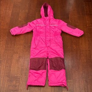 Pink Platinum Hot Pink and Burgundy Kids One Piece Snowsuit, Size 5/6